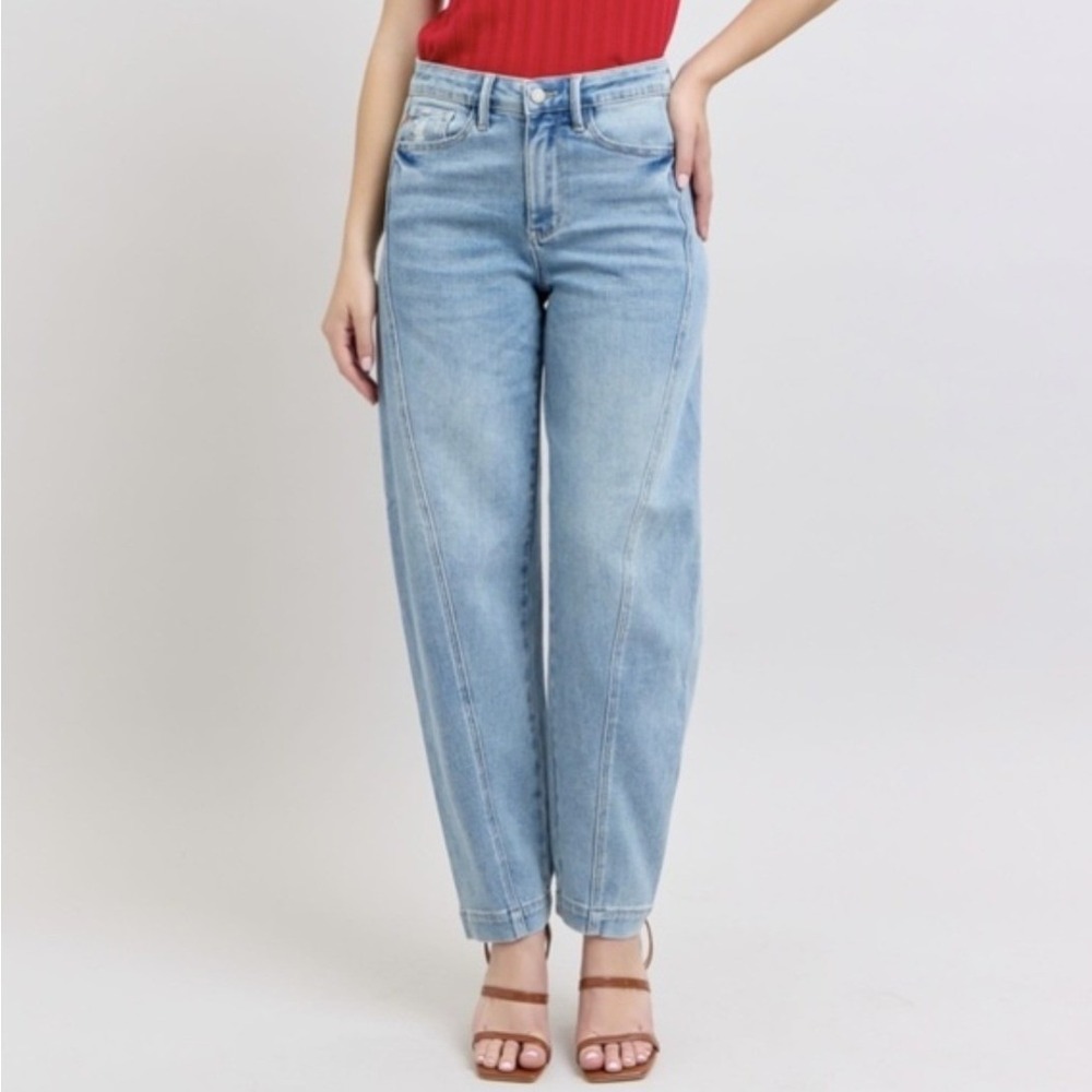 Judy Blue High Waist Barrel Seam Jeans Med Blue JB88959-MD Size 7/28 NEW